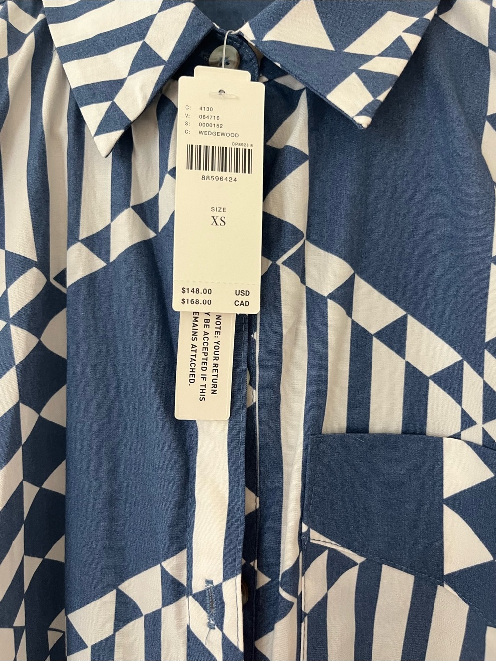 Wedgwood Navy and White Geometric Shirt Dress Maeve, Anthropology - Picture 3 of 7